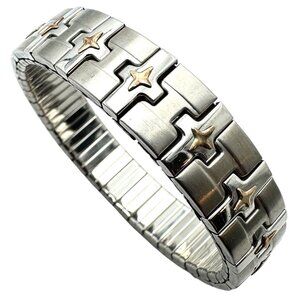 Milor Italy 18K Gold And Stainless Steel Expandable Bracelet Fits Up to 8 Inch